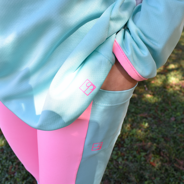 Lila Legging - Pink Athleisure / Turquoise Sides