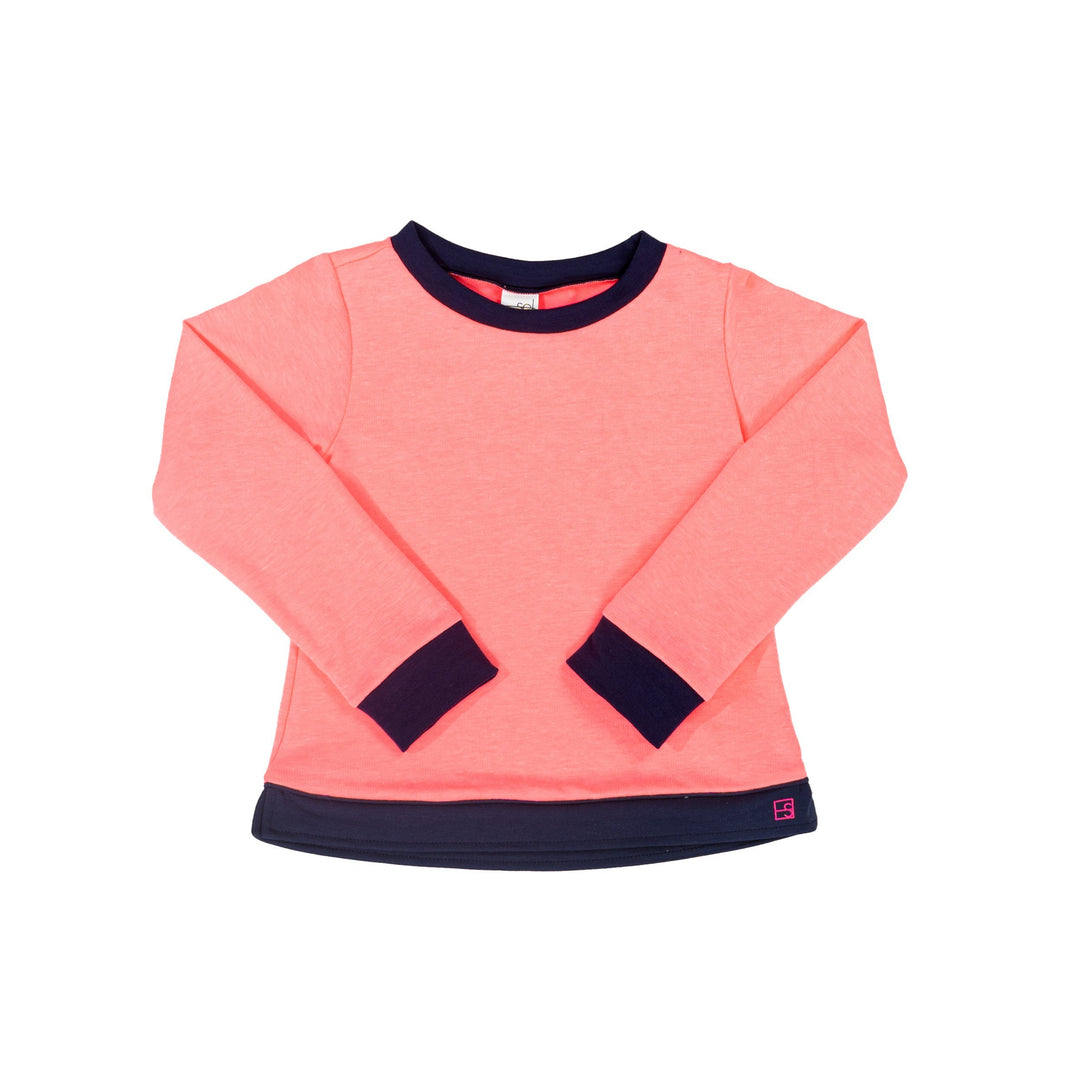 Selena Sweatshirt - Pink Knit / Navy Cuff