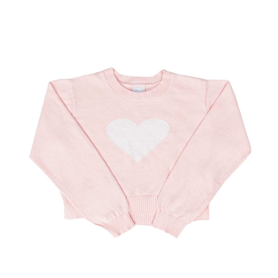 Stella Sweater - Pink Knit / White Heart