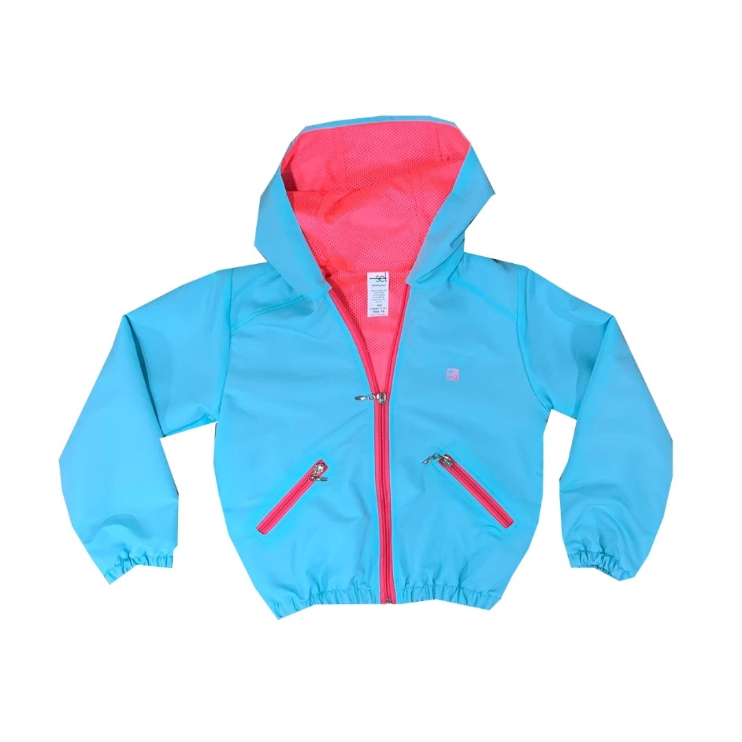 Wendy Windbreaker - Turquoise / Hot Pink Zipper and Lining