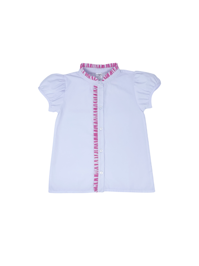 Polly Polo Shirt - Pure Coconut / Pink Pinstripe