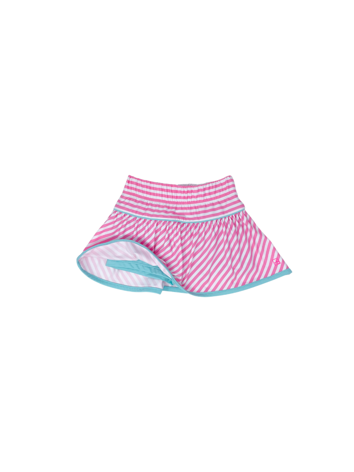 Quinn Skort - Pink Sunny Day Stripes / Totally Turquoise