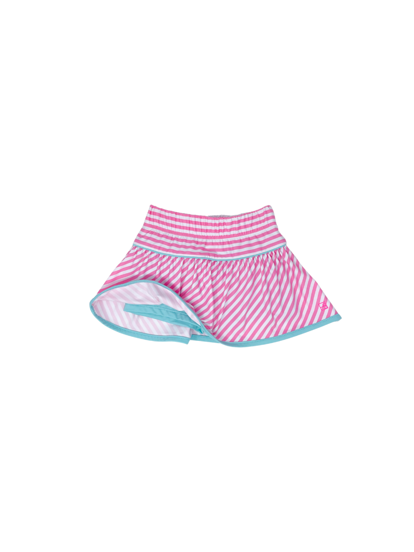Quinn Skort - Pink Sunny Day Stripes / Totally Turquoise