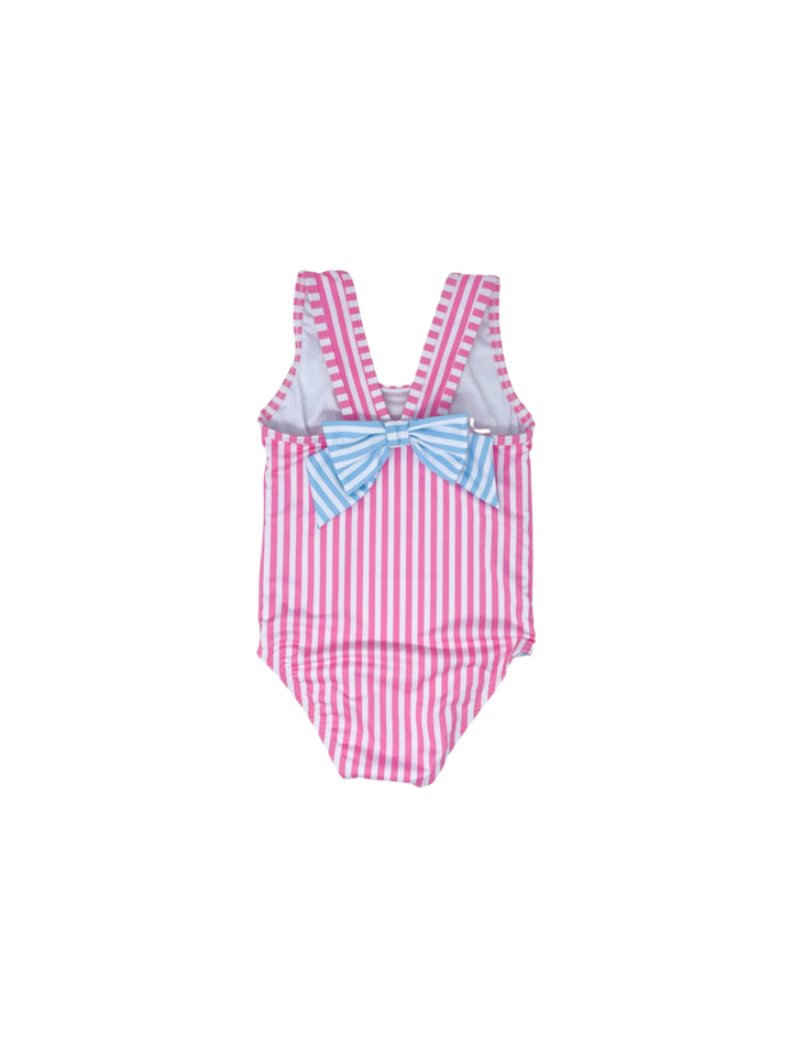 Beth Bathing Suit - Flamingo Pink Stripe / Cotton Candy Blue Stripe
