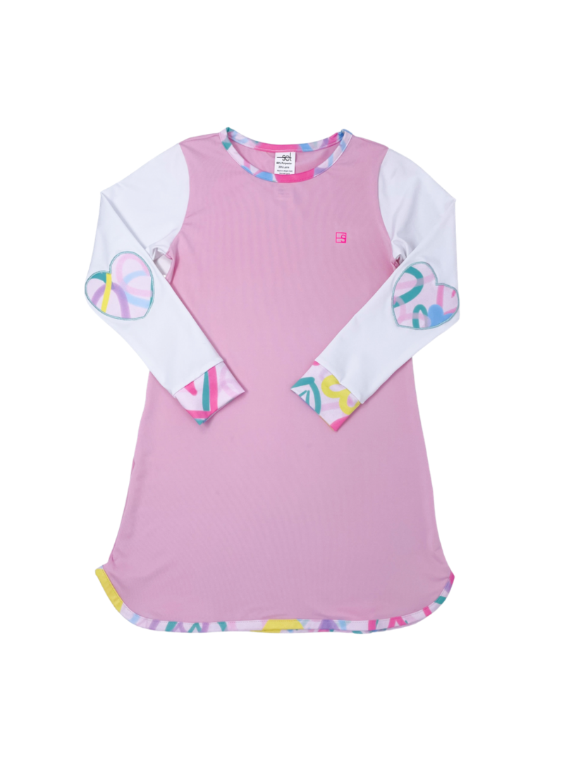 Tinsley Tennis Dress LS - Cotton Candy Pink / Pure Coconut / Heartfelt Hues