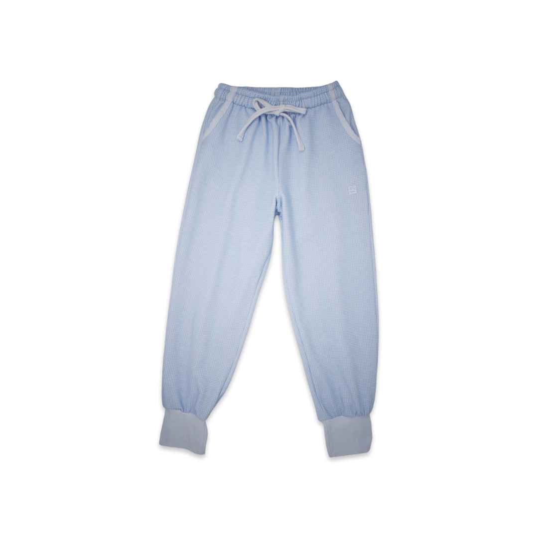 Aiden Pant Jogger -  Cotton Candy Blue Minigingham