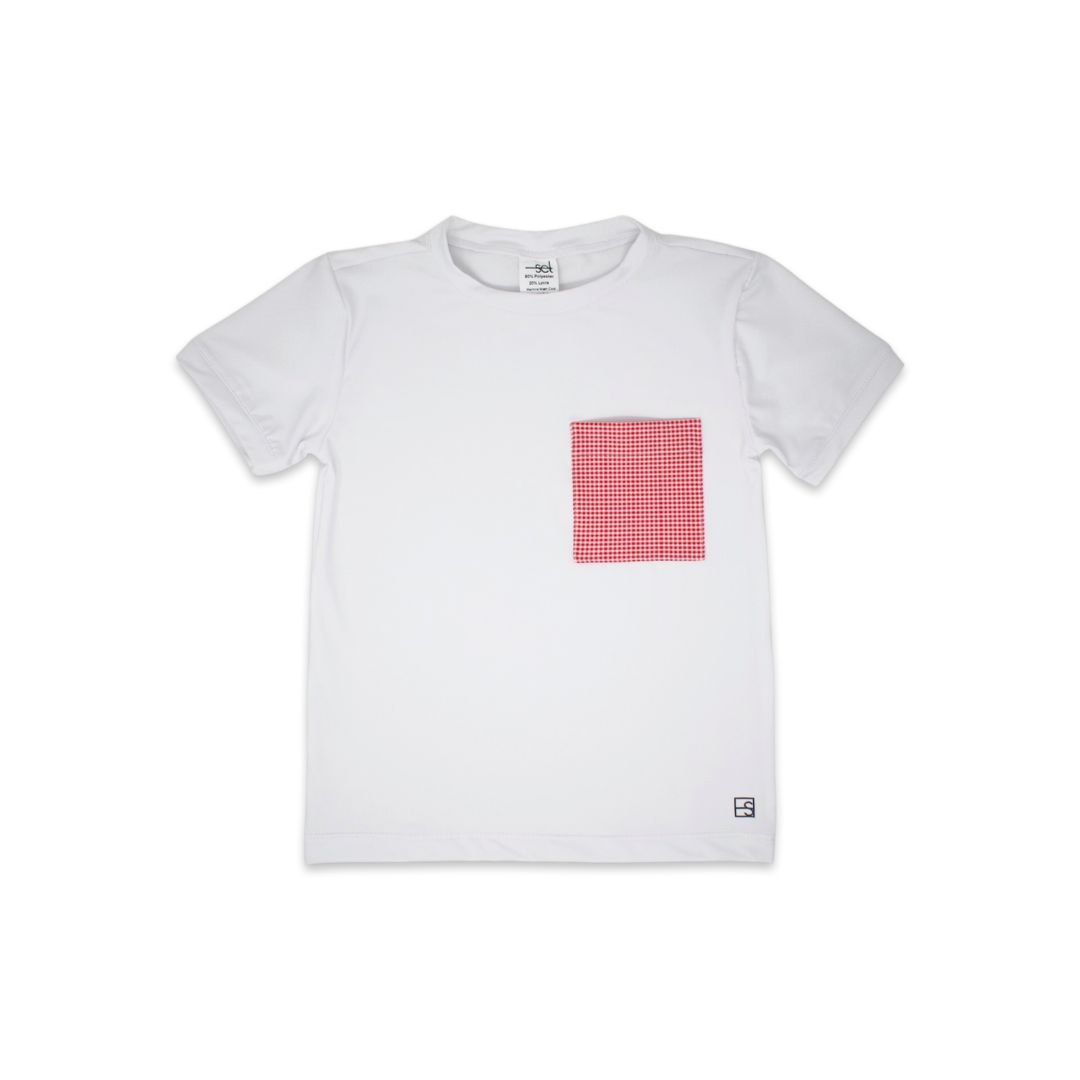 Charlie Shirt - Pure Coconut, Candy Apple Red Minigingham