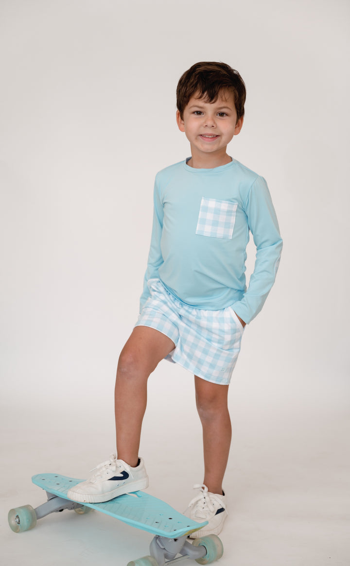 Charlie Shirt, Long Sleeve - Cotton Candy Blue, Cotton Candy Blue Buffalo Check Patch