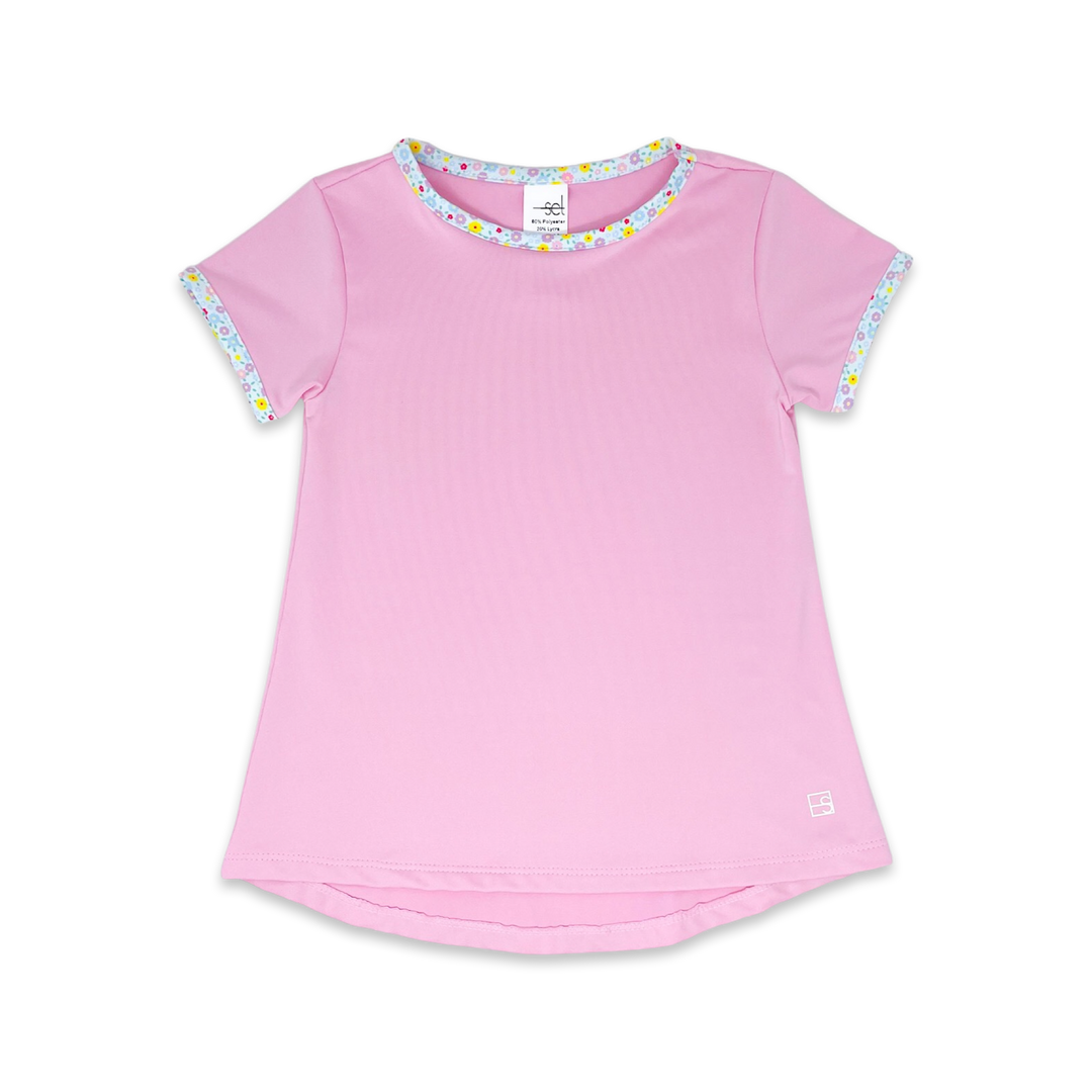 Bridget Basic Tee - Cotton Candy Pink, Itsy Bitsy Floral